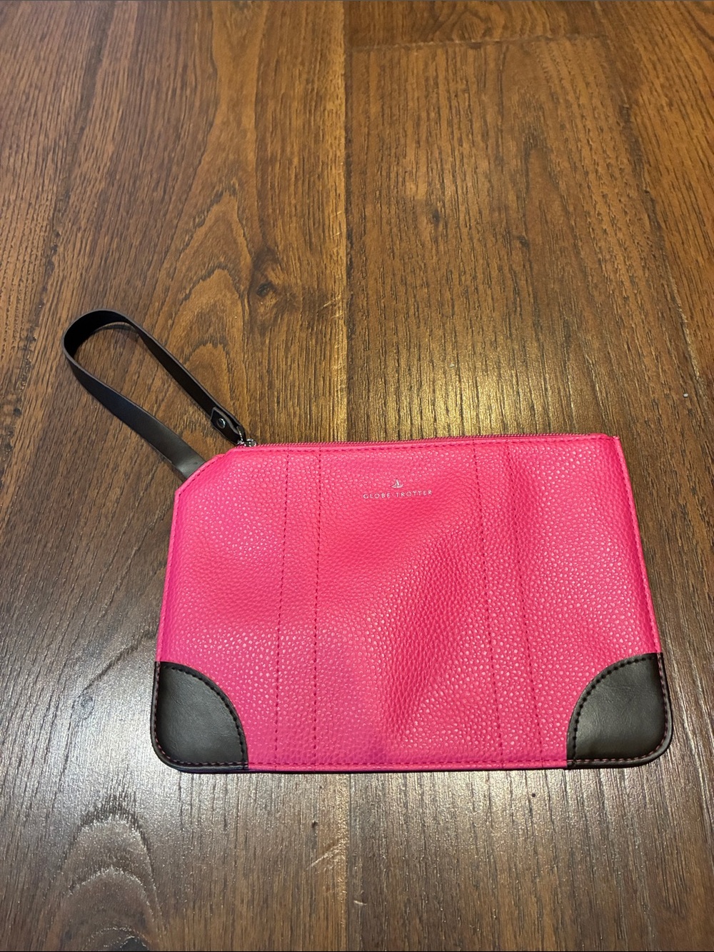 Glove Story Pink Pebble Wristlet Clutch with Black Accents